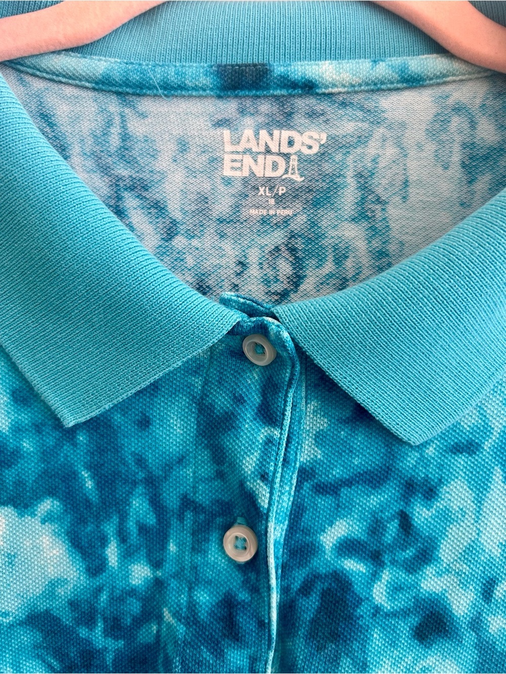 Lands' End Blue Turquoise Tie-Dye Polo Dress